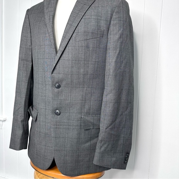 Joseph Abboud Tollegno 1900 Gray Windowpane Blazer - Picture 8 of 12